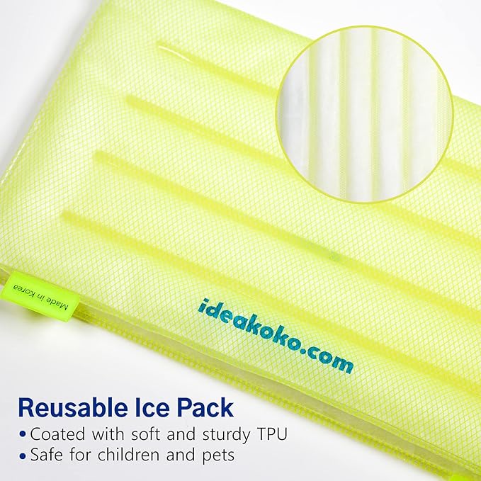 IDEAKOKO Icy Cool Mat. Patented Technology, Frozen at room temperature, Dry (No water droplets), Long lasting, Cool, Fresh, Reusable (Yellow)