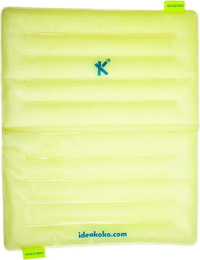 IDEAKOKO Icy Cool Mat. Patented Technology, Frozen at room temperature, Dry (No water droplets), Long lasting, Cool, Fresh, Reusable (Yellow)