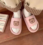 Pink Cartoon Bear Thick Soled Slipper