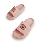 Pink Cartoon Bear Thick Soled Slipper