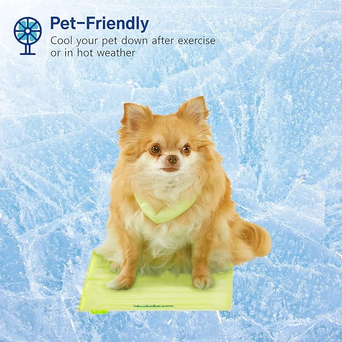 IDEAKOKO Icy Cool Mat.  Patented Technology, Frozen at room temperature, Dry (No water droplets), Long lasting, Cool, Fresh, Reusable (Yellow)