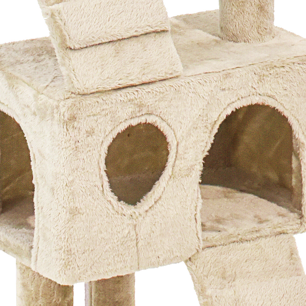 PaWz 2.1M Cat Scratching Post Tree Gym House Condo Furniture Scratcher Tower Beige/Grey