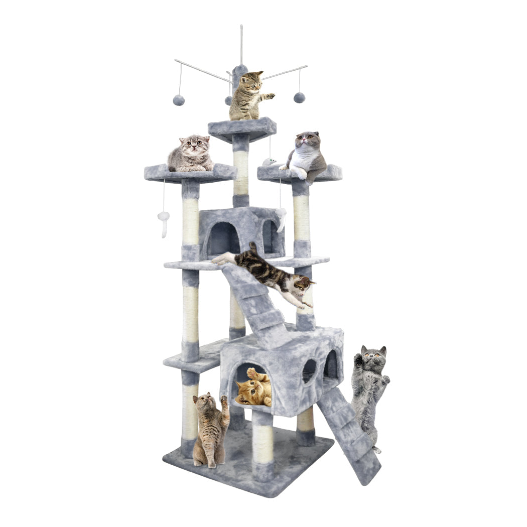 PaWz 2.1M Cat Scratching Post Tree Gym House Condo Furniture Scratcher Tower Beige/Grey