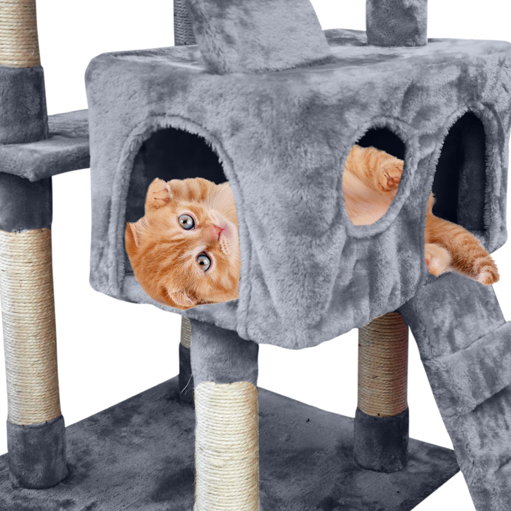 PaWz 2.1M Cat Scratching Post Tree Gym House Condo Furniture Scratcher Tower Beige/Grey