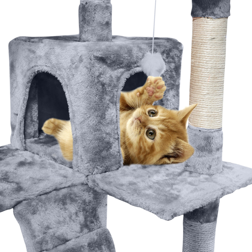 PaWz 2.1M Cat Scratching Post Tree Gym House Condo Furniture Scratcher Tower Beige/Grey