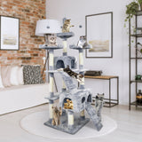 PaWz 2.1M Cat Scratching Post Tree Gym House Condo Furniture Scratcher Tower Beige/Grey