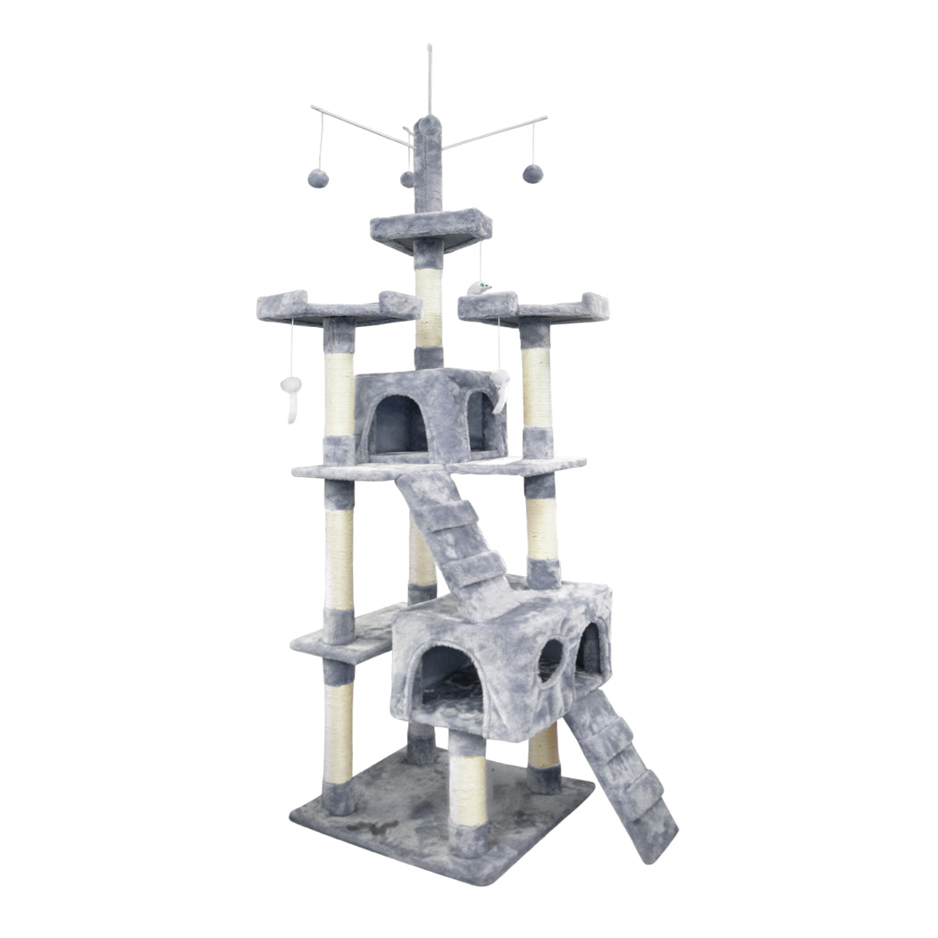 PaWz 2.1M Cat Scratching Post Tree Gym House Condo Furniture Scratcher Tower Beige/Grey