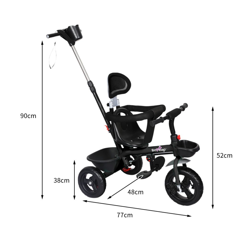 BoPeep Baby Walker Kid Tricycle Ride On Trike Bike Toddler Balance Bicycle - Black