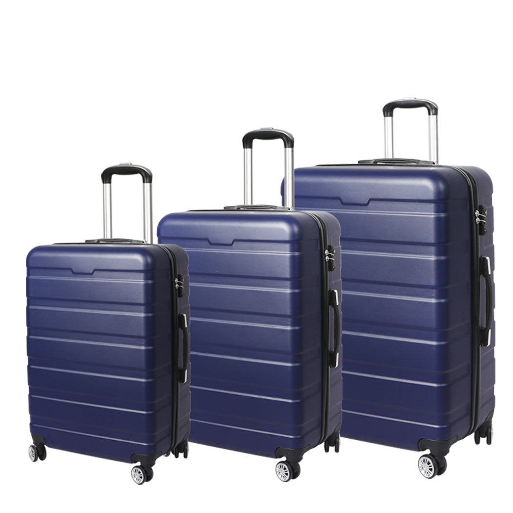 Slimbridge Luggage Suitcase Trolley 3Pcs set Travel Packing Lock - Navy