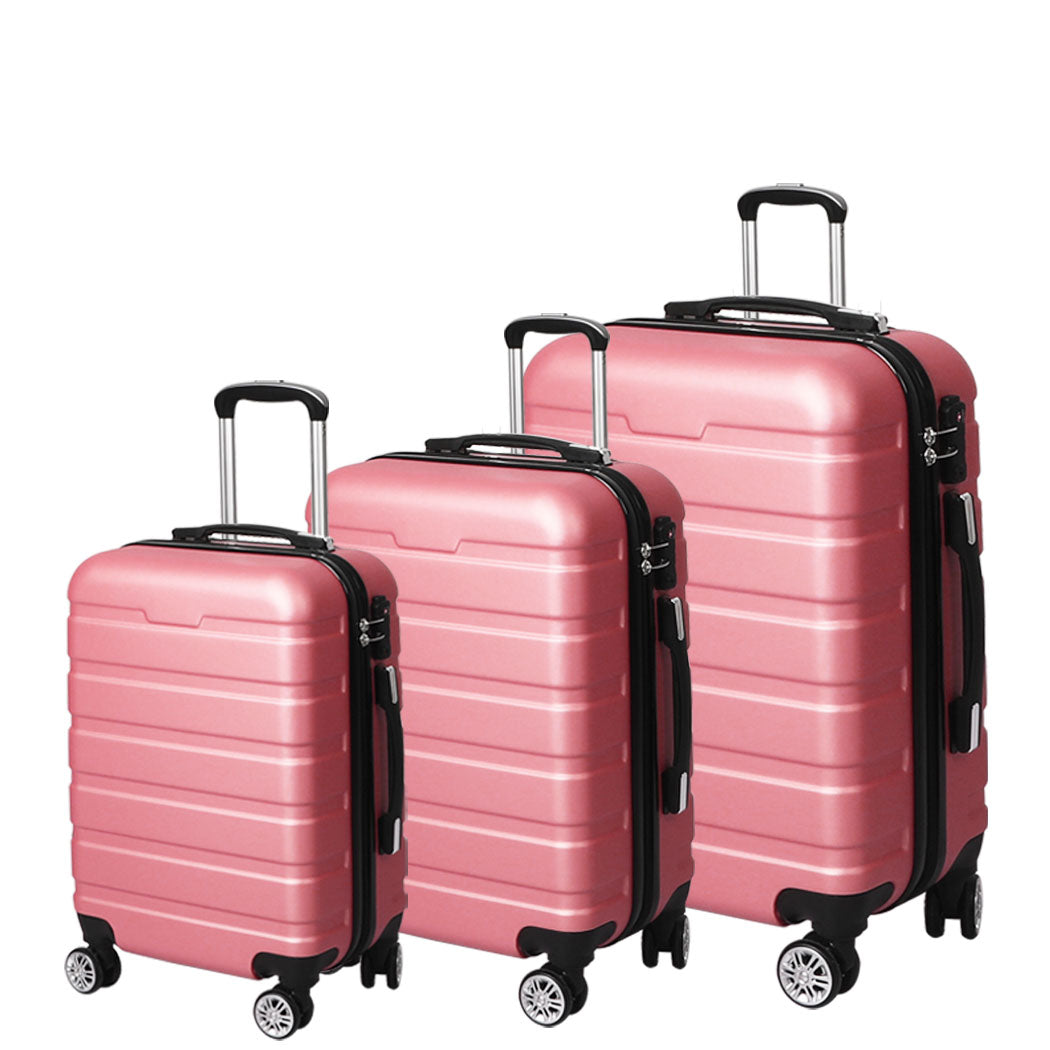 Slimbridge Luggage Suitcase Trolley 3Pcs set Travel Packing Lock - Rose Gold