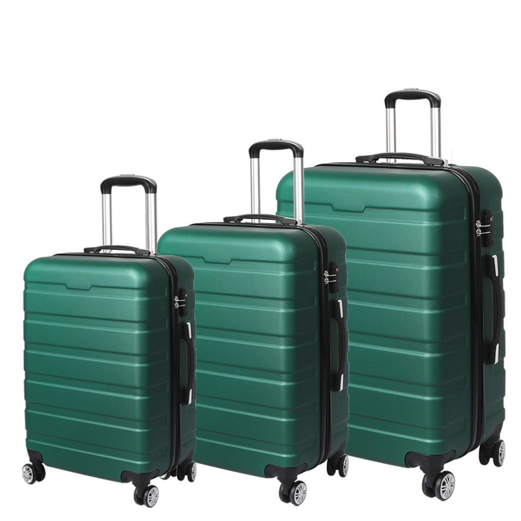 Slimbridge Luggage Suitcase Trolley 3Pcs set Travel Packing Lock - Green