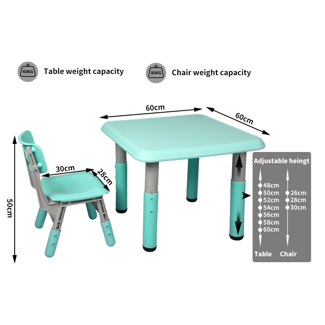 BoPeep Kids Table and Chairs Children Furniture Toys Play Study Desk Set Green