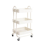 3 Tiers Kitchen Trolley Cart Steel Storage Rack Shelf Organiser Wheels White