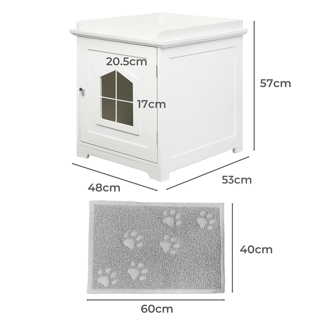 PaWz Cat Litter Box Mat Fully Enclosed Kitty Toilet Odour Control Basin Wooden