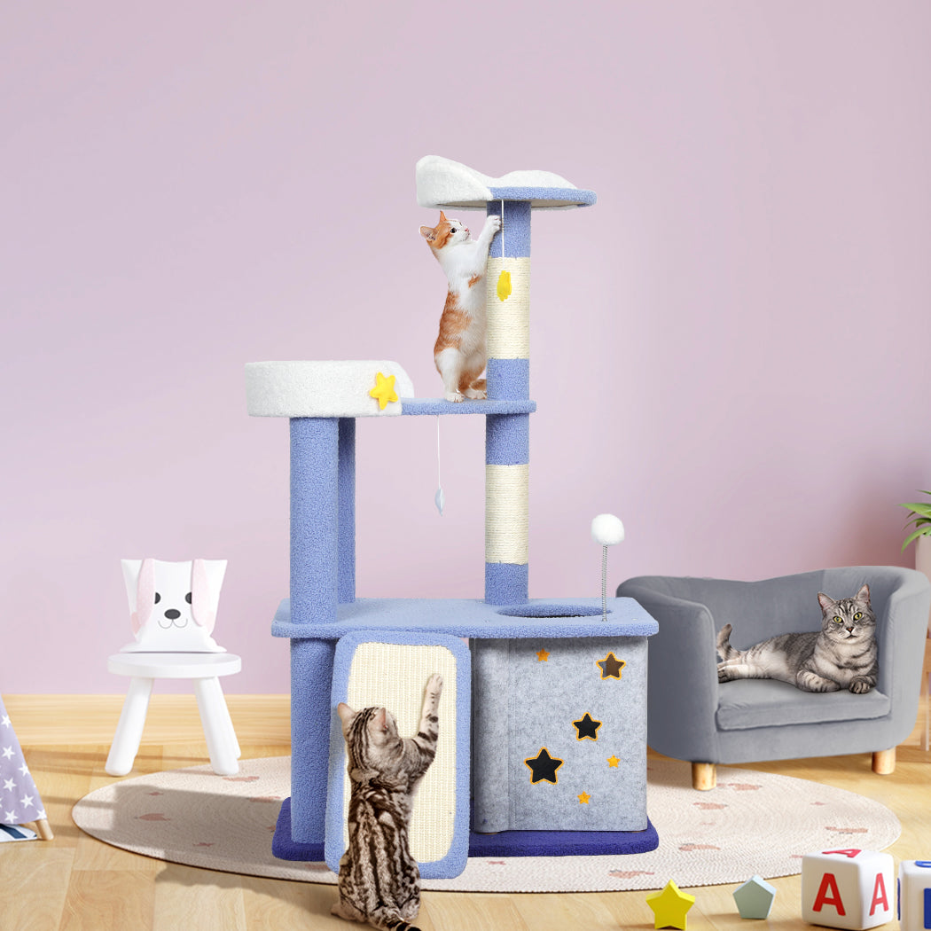 PaWz Cat Tree Kitten Furniture Condo Post Scratching Multi-Level Tower 110cm